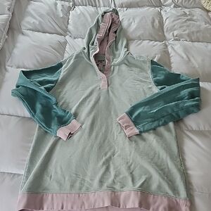 Lands' End Women's Mint and Blush Hoodie